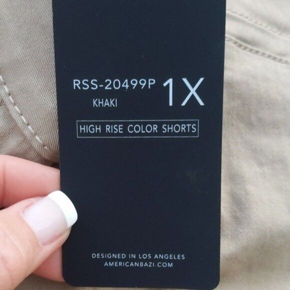 5/$55 American Bazi high rise color shorts - khaki - cotton blend - NWT - 1X - Picture 9 of 10